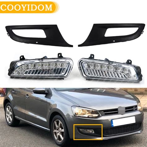 Araba LED ön sis lambası DRL VW Volkswagen Polo için MK8 6R 2011 2012