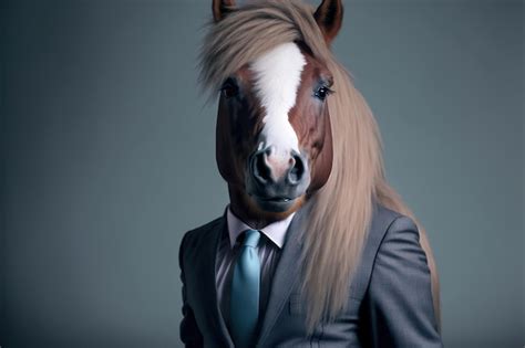 Premium Photo A Man In A Suit With A Horses Head Wearing A Suit