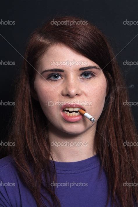 Beautiful Brunette Smokes A Cigarette 8 Stock Photo Csproductions 17622997
