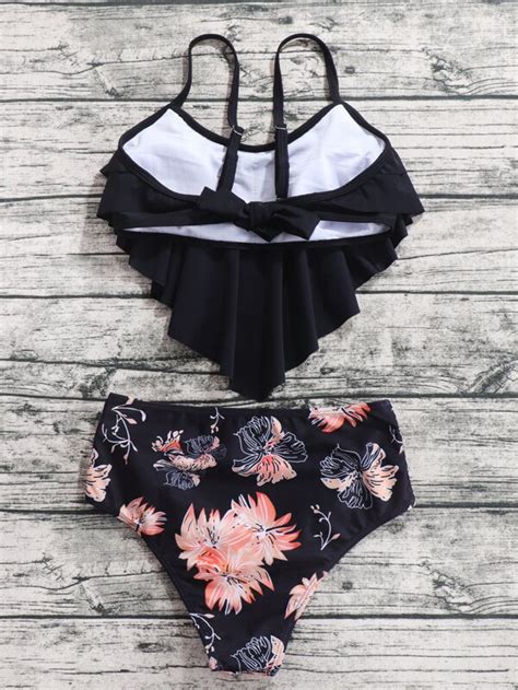 Floral Hanky Hem Bikini Swimsuit Shein Uk