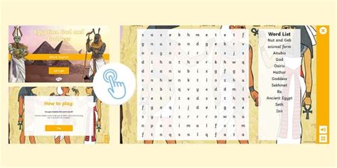 Egyptian God And Goddess Interactive Word Search Twinkl