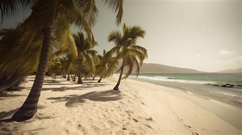 Premium Photo Palmy Trees Create An Enchanting Mirage On A Sandy Beach