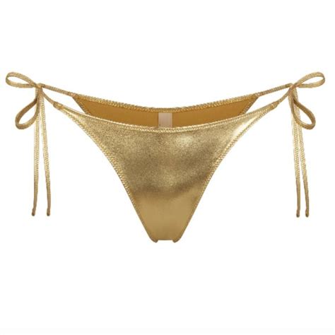 Skims Swim Skims Metallic Swim Bikini Bottoms In Gold Poshmark
