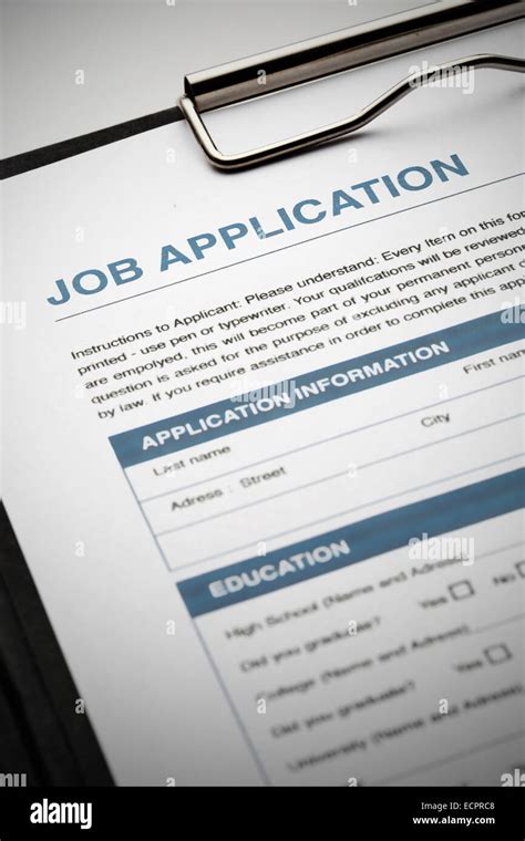 apply   job  application document stock photo alamy