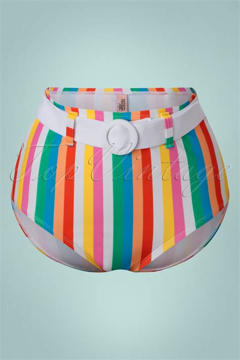Unique Vintage Redondo Rainbow Pride High Waist Bikini Bottoms Années en Multi Acheter chez