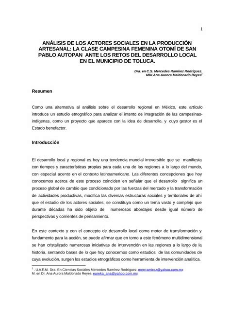 Pdf An Lisis De Los Actores Sociales En La De Actividades