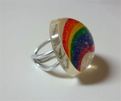 Rainbow Ring Rainbow Jewelry Handmade Resin Rainbow - Etsy