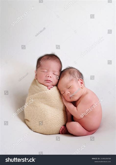Twin Baby Wrapped Another Twin Naked Stock Photo Shutterstock