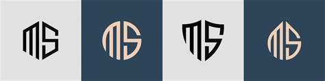 creative simple initial letters ms logo designs bundle  vector