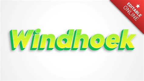 Windhoek Modern Green And Yellow Editable 3D Text Effect Generator