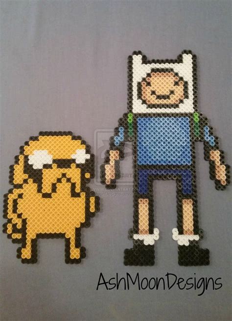 Jake And Finn Adventure Time Perler Bead Figure By AshMoonDesigns