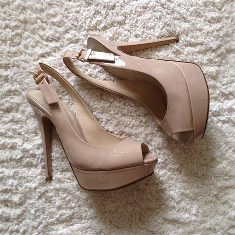 ALDO Peep Toe Heels Nude Patent Excellent Depop
