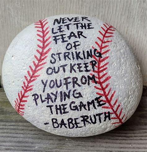 Hand Painted Babe Ruth Quote Baseball Rock Etsy UK Rock Painting