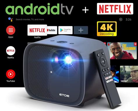 Etoe P Smart Projector Video Projector With Android Tv Auto