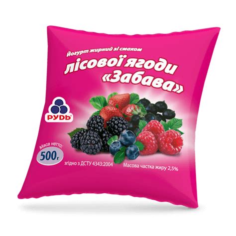 Молочні продукти. Йогурт «Лісова ягода» від ТМ «Рудь»