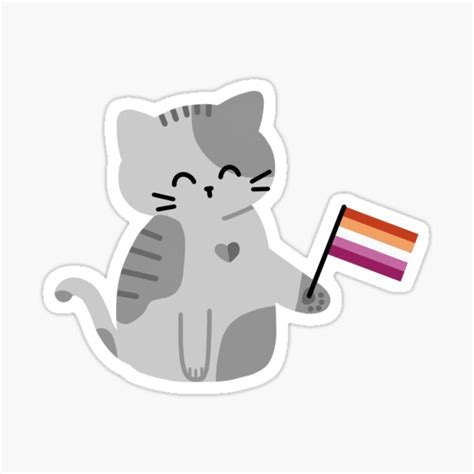 Lesbian Flag Cat Sticker For Sale By Anatomyautumnal Redbubble