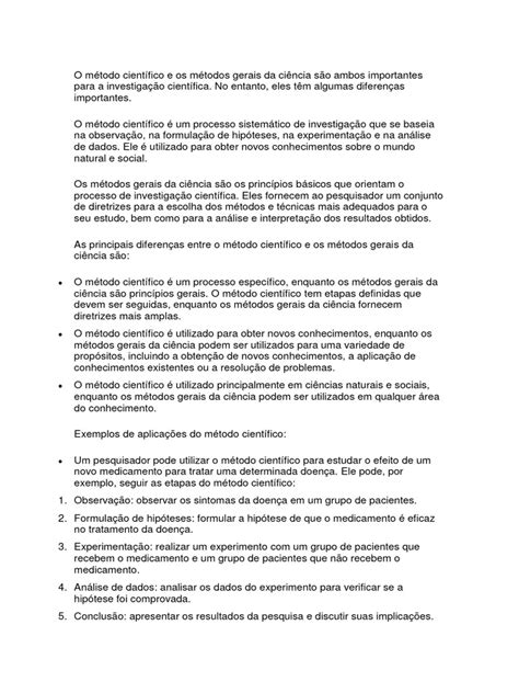 Qual A Diferença Entre Metodologia Científica E Método Científico - Diferenças entre Método Científico e Geral | PDF | Método científico ...