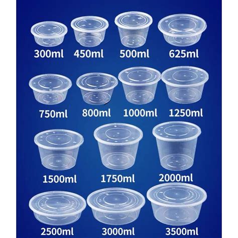 10pcs Round Microwavable Food Container Disposable Plastic Tub 300ml