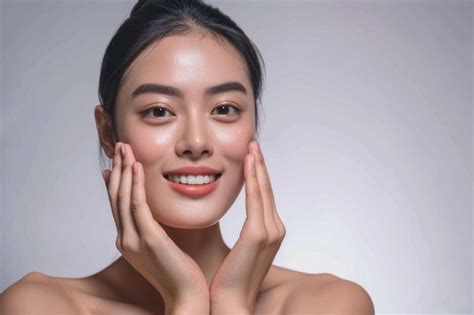 Premium Photo | Asian beauty cosmetic skincare model white background