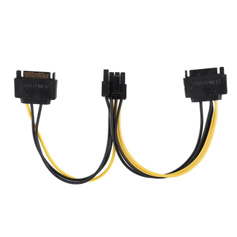 2Pack DUAL SATA 15pin Male To 8pin Female PCI E Power Adapter Cable