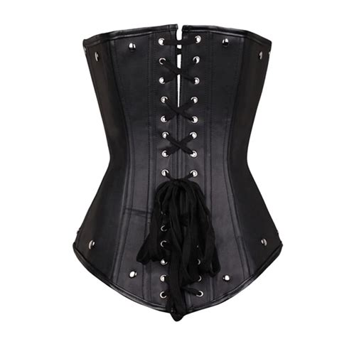 Bustier femme Bustier en Faux cuir pour femme Lingerie Sexy Corset en acier désossé modelant le