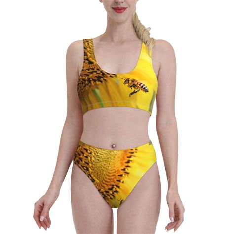 Lukts Women High Waisted Bikini Set Honey Bee Swimsuit Piece Bathing
