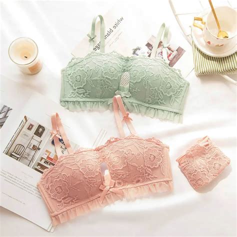 Roseheart Women Fashion Pink Yellow Sexy Lingerie Bras Wireless Cut Out Bras Panties Luxury Bra