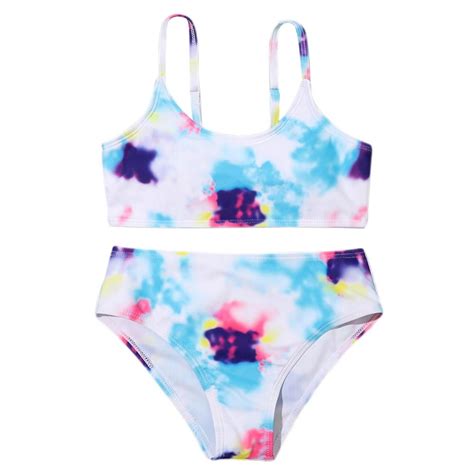 Bullpiano T Girl S Spaghetti Strap Tie Dye Bikini Bathing Suits