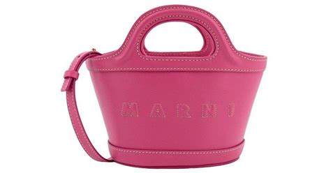 Marni Tropicalia Logo Embroidered Micro Tote Bag In Pink Lyst