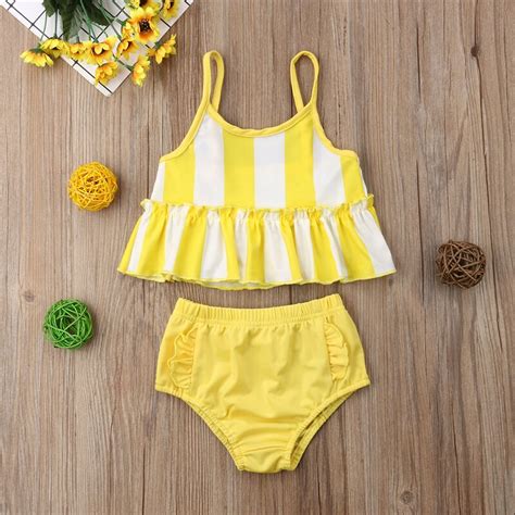 Girls Swimwear Summer Striped Girls Bikini Set Hig Vicedeal
