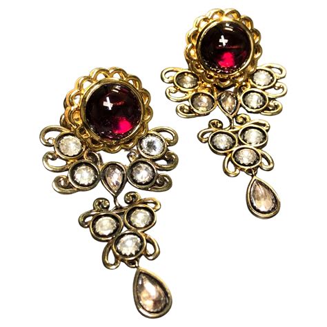 Two Set Earrings Rose Gold Dangle Design Earrings and Garnet 18K Gold