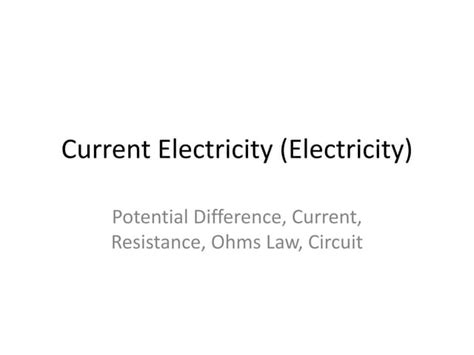current electricity electricity