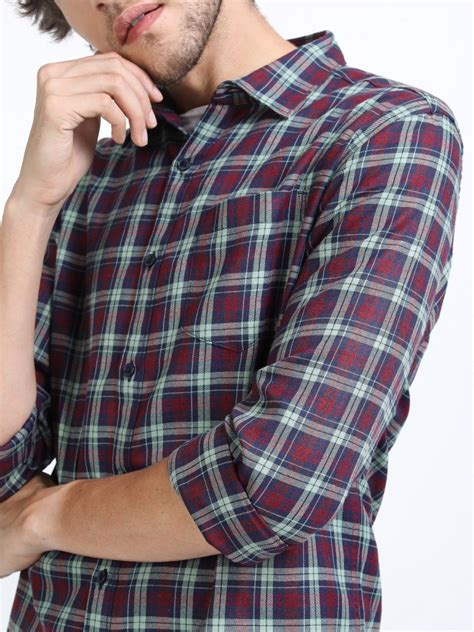 Buy Ketch Red Green Slim Fit Checked Casual Shirt For Men Online At Rs