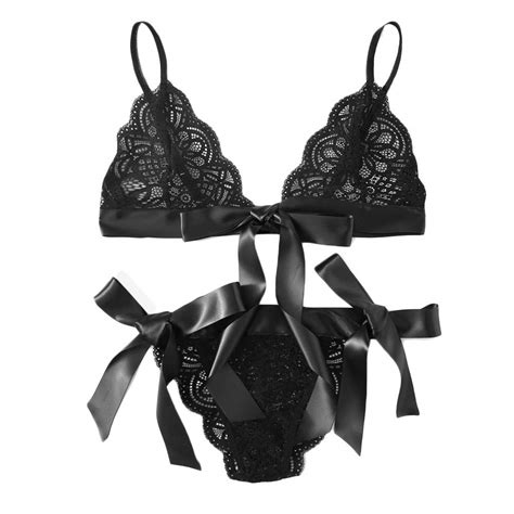 Buy MISSWongg Sexy Lingerie Women S Bra Sexy Underpant Scalloped Trim Tie Side Lace Set Lingerie