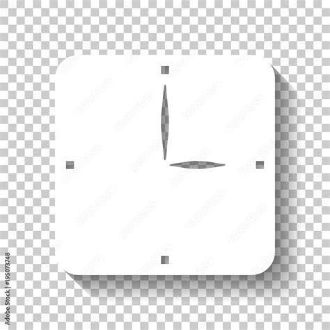 Simple Clock Icon White Icon With Shadow On Transparent Background
