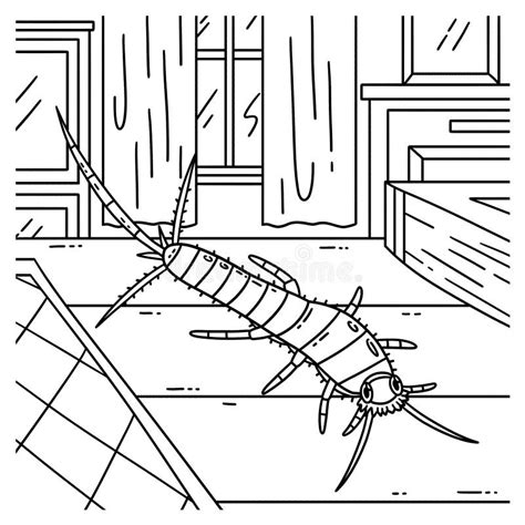 Insect Silverfish Animal Coloring Page For Kids Stock Vector