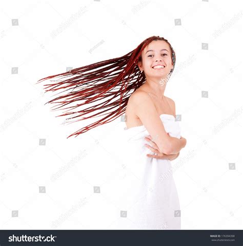 Portrait Beautiful Naked Woman Towel White Stock Photo 176394398 Shutterstock