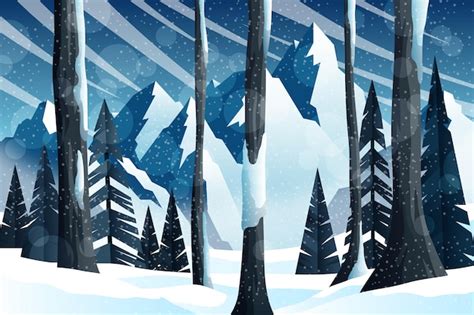 Free Vector | Hand drawn winter landscape