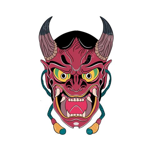 Red Oni Mask Illustration Oni Mask Red Illustration Png Transparent