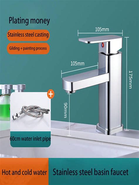 Electroplated Stainless Steel Basin With Hot And Cold Faucet White Countertop Sink With Hidden