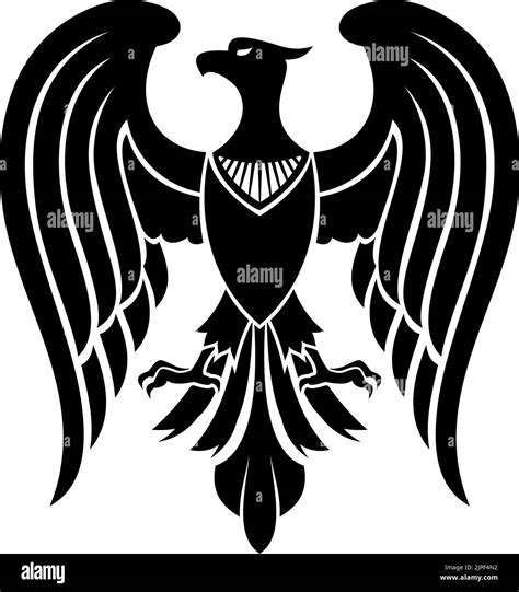 Heraldic Eagle Falcon Or Hawk Icon Vector Royal Heraldry Bird Wings
