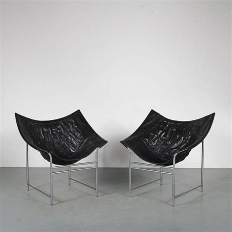 Pair Of Vintage Leather Lounge Chairs Designed By Gerard Van Den Berg