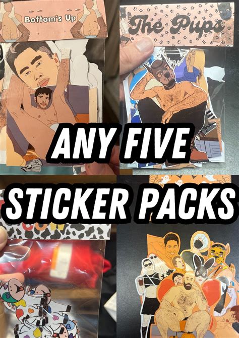 Any Five Sticker Packs Gay Art Stickers Gay Stickers Etsy