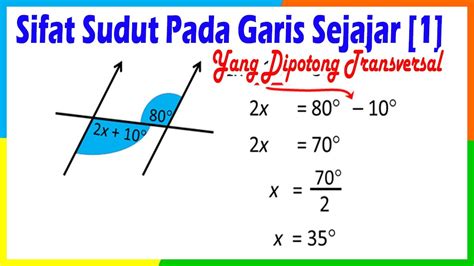 sifat sudut  garis sejajar  dipotong transversal  youtube