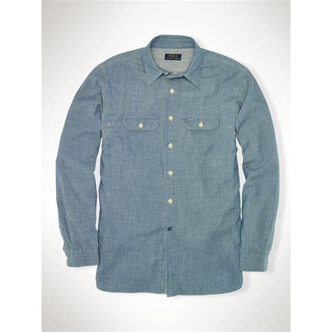 Lyst Polo Ralph Lauren Chambray Cotton Workshirt In Blue For Men