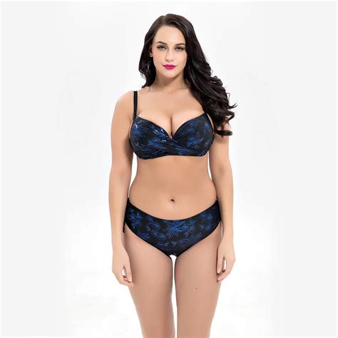 Aliexpress Buy Women S Plus Size Bikini Set Two Piece Suit Swimwear Black Print Push Up
