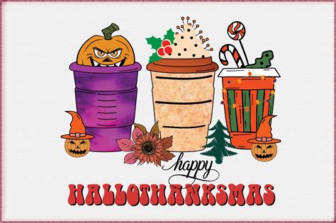 Happy Hallothanksmas Coffee Sublimation Graphic By Craftlab98