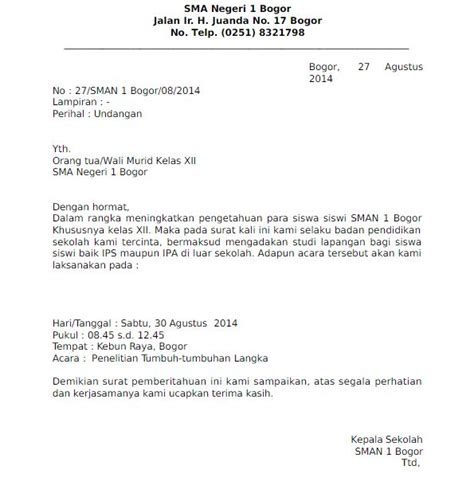 contoh surat resmi  benar  berbagai keperluan