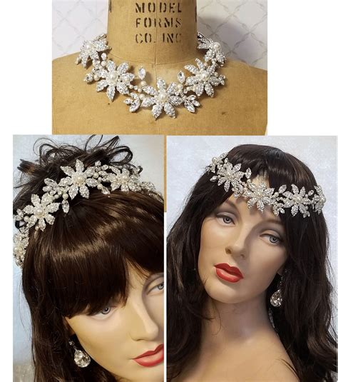 Bridal Necklace Headpiece Forehead Band Floral Wreath - Etsy