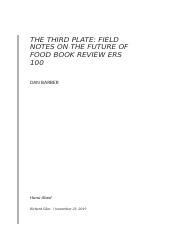 ERS 100 BOOK REVIEW FINAL Docx THE THIRD PLATE FIELD NOTES ON THE